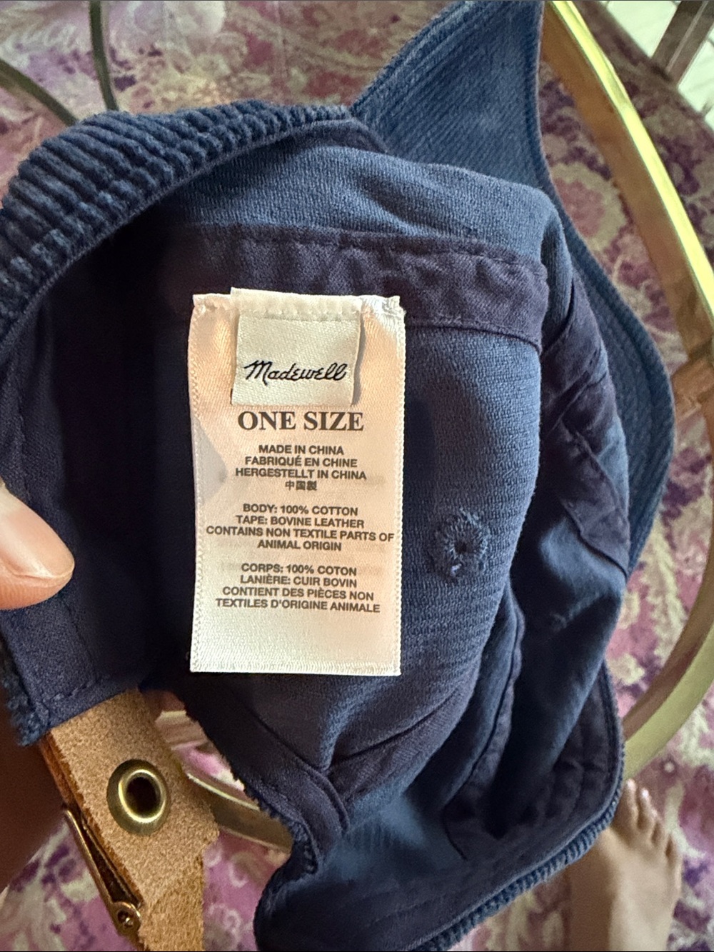 Madewell Navy Corduroy Baseball Cap - Picture 3 of 3